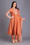 House Of Tushaom Orange Chanderi And Organza Embroidery Sequin & Anarkali Set Online at Aza Fashions House Of Tushaom_Orange Chanderi And Organza Embroidery Sequin & Anarkali Set _Online_at_Aza_Fashions