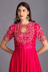 Shop House Of Tushaom Pink Chanderi Silk And Tulle Embroidery Sequin Anarkali With Dupatta Online at Aza Fashions Shop_House Of Tushaom_Pink Chanderi Silk And Tulle Embroidery Sequin Anarkali With Dupatta _Online_at_Aza_Fashions