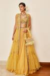 Buy_Awigna_Yellow Blouse, Cape- Net With Crepe Lining, Zahara Embroidered Lehenga Set_at_Aza_Fashions