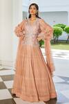 Buy_Awigna_Peach Blouse - , Dupatta- And Aarna Embroidered Jacket & Lehenga Set_at_Aza_Fashions