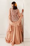 Shop_Awigna_Peach Blouse - , Dupatta- And Aarna Embroidered Jacket & Lehenga Set_at_Aza_Fashions