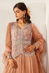 Shop_Awigna_Peach Blouse - , Dupatta- And Aarna Embroidered Jacket & Lehenga Set_Online_at_Aza_Fashions