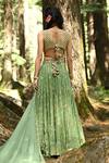 Shop_Paulmi And Harsh_Green Blouse Crepe And Dupatta Tissue, Lehenga Georgette Sequins, Dabka Set _at_Aza_Fashions