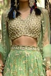 Paulmi And Harsh_Green Blouse Crepe And Dupatta Tissue, Lehenga Georgette Sequins, Dabka Set _Online_at_Aza_Fashions
