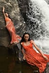 Buy_Paulmi and Harsh_Orange Organza Leheriya Print Saree With Blouse_Online_at_Aza_Fashions