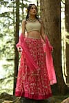 Buy_Paulmi and Harsh_Pink Lehenga Georgette And Embroidery Jungle Sweetheart Set  _at_Aza_Fashions