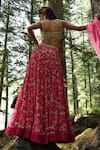 Shop_Paulmi and Harsh_Pink Lehenga Georgette And Embroidery Jungle Sweetheart Set  _at_Aza_Fashions