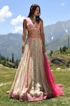 Paulmi and Harsh_Pink Lehenga And Blouse Organza & Dupatta Net Print & Embroidery Set _Online_at_Aza_Fashions