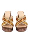 Shop_Vanilla Moon_Brown Embroidery Noor Criss Cross Wedges _at_Aza_Fashions
