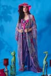 Buy_Capisvirleo_Purple Chiffon And Embroidery Floral Cover Up  _at_Aza_Fashions