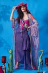 Buy_Capisvirleo_Purple Chiffon And Embroidery Floral Cover Up  _Online_at_Aza_Fashions