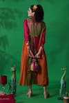 Shop_Capisvirleo_Orange Habutai Silk And Jute Aari Work Band Bellini Midi Dress _at_Aza_Fashions
