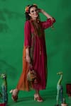 Capisvirleo_Orange Habutai Silk And Jute Aari Work Band Bellini Midi Dress _Online_at_Aza_Fashions