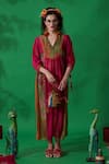 Buy_Capisvirleo_Orange Habutai Silk And Jute Aari Work Band Bellini Midi Dress _Online_at_Aza_Fashions