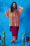 Buy_Capisvirleo_Peach Habutai Silk Tie Dye Spread Collar Ameen Tunic And Palazzo Set  _Online_at_Aza_Fashions