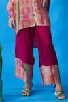 Capisvirleo_Peach Habutai Silk Tie Dye Spread Collar Ameen Tunic And Palazzo Set  _at_Aza_Fashions