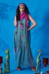 Buy_Capisvirleo_Green Chanderi Silk Tie Dye And Embroidery Thread & Lemonade Dress  _at_Aza_Fashions