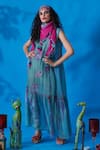 Buy_Capisvirleo_Green Chanderi Silk Tie Dye And Embroidery Thread & Lemonade Dress  _Online_at_Aza_Fashions