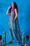 Shop_Capisvirleo_Green Chanderi Silk Tie Dye And Embroidery Thread & Lemonade Dress  _Online_at_Aza_Fashions