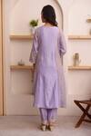 Shop_Surabhi Arya_Purple Tissue, Chanderi, Tabby Silk Floral, Gota Keyhole Embroidered Kurta Set_at_Aza_Fashions