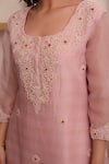 Surabhi Arya_Pink Organza Embroidery Bead Round Kurta Sharara Set _at_Aza_Fashions