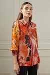 Ranna Gill_Multi Color Cupro Satin Marble Print Shirt_Online_at_Aza_Fashions