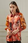 Buy_Ranna Gill_Multi Color Cupro Satin Marble Print Shirt_Online_at_Aza_Fashions