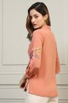 Shop_Ranna Gill_Peach Georgette Floral Embroidered Top_at_Aza_Fashions