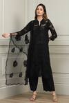 Buy_Ranna Gill_Black Cotton Schiffli Embroidered Tunic Pant Set_at_Aza_Fashions
