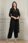 Shop_Ranna Gill_Black Cotton Schiffli Embroidered Tunic Pant Set_Online_at_Aza_Fashions