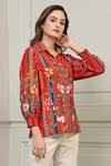 Ranna Gill_Linen Floral Embroidered Shirt_Online_at_Aza_Fashions