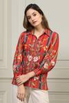 Shop_Ranna Gill_Linen Floral Embroidered Shirt_Online_at_Aza_Fashions