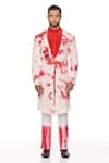 Buy_PARESH LAMBA SIGNATURES_Red Georgette Embroidery Floral Tie Dye Jacket And Kurta Set  _at_Aza_Fashions