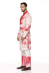 Buy_PARESH LAMBA SIGNATURES_Red Georgette Embroidery Floral Tie Dye Jacket And Kurta Set  _Online_at_Aza_Fashions