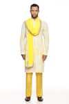 Buy_PARESH LAMBA SIGNATURES_Yellow Georgette Embroidery Floral Tie Dye Kurta Set  _Online_at_Aza_Fashions