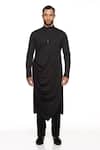 Paresh Lamba Signatures_Black Polyester Silk Hand Embroidery Asymmetric Bundi And Kurta Set  _Online_at_Aza_Fashions