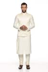 Buy_Paresh Lamba Signatures_Cream Polyester Silk Hand Embroidery Floral Bundi And Kurta Set  _at_Aza_Fashions