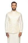Shop_Paresh Lamba Signatures_Cream Polyester Silk Hand Embroidery Floral Bundi And Kurta Set  _Online_at_Aza_Fashions