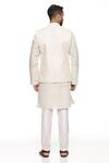 Shop_Paresh Lamba Signatures_Cream Linen Embroidery Geometric Bundi And Kurta Set  _at_Aza_Fashions