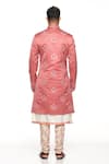 Buy_Paresh Lamba Signatures_Peach Cotton Spun, Polyester Silk Floral Embroidered Sherwani Set _Online_at_Aza_Fashions