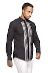 PARESH LAMBA SIGNATURES_Black Cotton Printed Stripes Shirt _Online_at_Aza_Fashions