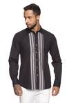 Buy_PARESH LAMBA SIGNATURES_Black Cotton Printed Stripes Shirt _Online_at_Aza_Fashions