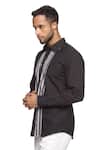 Shop_PARESH LAMBA SIGNATURES_Black Cotton Printed Stripes Shirt _Online_at_Aza_Fashions