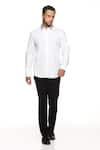 Buy_Paresh Lamba Signatures_White Cotton Hand Embroidery Floral Collar Shirt  _at_Aza_Fashions