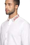 Paresh Lamba Signatures_White Cotton Hand Embroidery Floral Collar Shirt  _at_Aza_Fashions