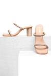 Tic Tac Toe Footwear_Gold Shimmer Strappy Block Heels _Online_at_Aza_Fashions