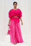 Buy_Bharat Adiani_Pink Georgette Tie And Dye Round Dress & Top Set _at_Aza_Fashions