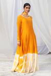 Buy Bharat Adiani Yellow Chanderi, Georgette Mirror Round Tie Dye Anarkali With Dupatta at Aza Fashions Buy_Bharat Adiani_Yellow Chanderi, Georgette Mirror Round Tie Dye Anarkali With Dupatta _at_Aza_Fashions