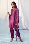 Buy Bharat Adiani Purple Crepe, Pure Chanderi Mirror Mandarin Tie Dye Kurta And Dhoti Pant Set at Aza Fashions Buy_Bharat Adiani_Purple Crepe, Pure Chanderi Mirror Mandarin Tie Dye Kurta And Dhoti Pant Set _at_Aza_Fashions