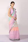 Anita Kanwal_Multi Color Mulmul Printed Leheriya Saree _Online_at_Aza_Fashions